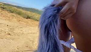 Flashing on the Beach with Fox Tail in my Ass