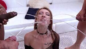 Halloween with Chanel Kiss DP, piss drinking and facial cumshot NF046