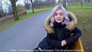 Cute teen swallows hot cum for cash - extreme public blowjob by Eva Elfie