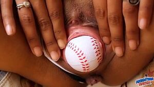 Pussy Gaping and Full Baseball Insertion. Amazing Body Babe!