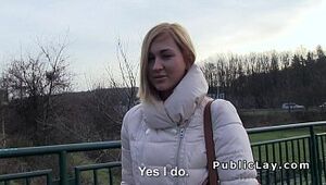 Czech student pays blonde for public sex