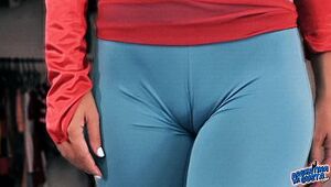 Sexy Babe Big Boobs Round Ass Sexy Cameltoe Pussy in Tight Spandex